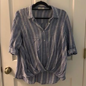 4OUR Dreamers Blue and White Stripped Button Up